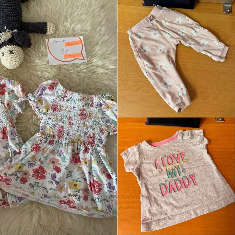 Mädchen 74 Set Paket Hose Shirt Body Sommer Kleid Blumen Papa dad in Rimbach