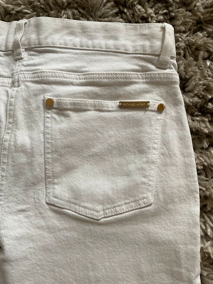 Michael Kors Damen Skinny Jeans weiß Gold Logo Gr. 4 US 36 Eur in Blieskastel