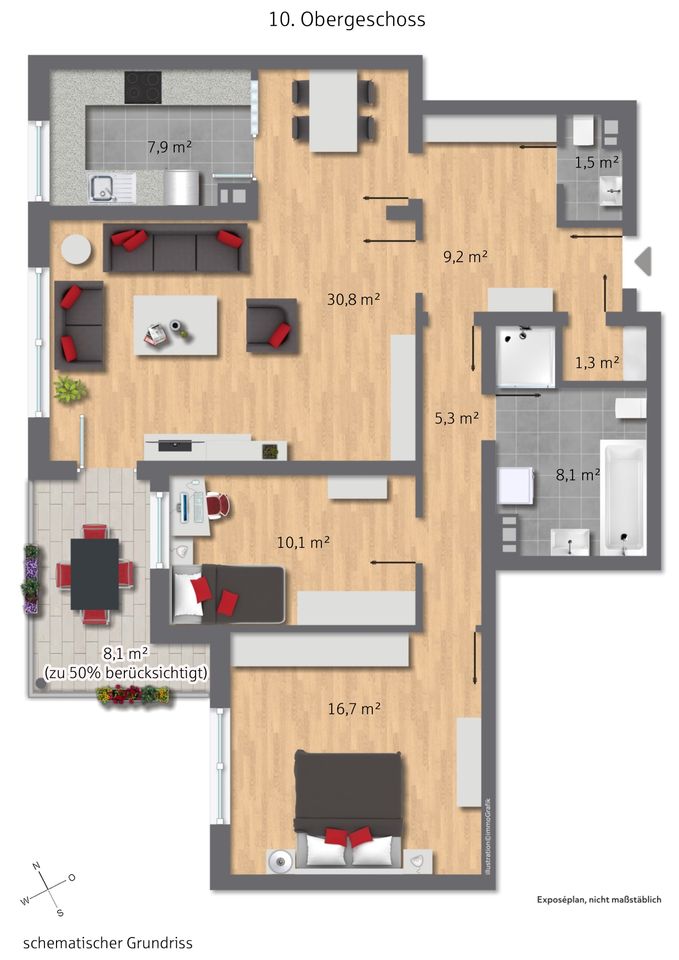 Kapitalanlage mitten in Rüttenscheid: vermietete 3,5-Raum-Wohnung mit Loggia und TG-Stellplatz in Essen