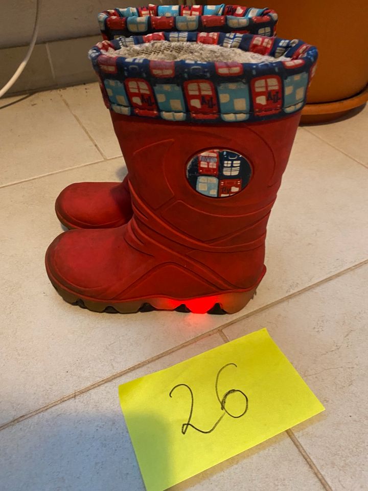 Kinder-Gummistiefel warm gefüttert, mit Blinklicht, Gr.26 in Müden