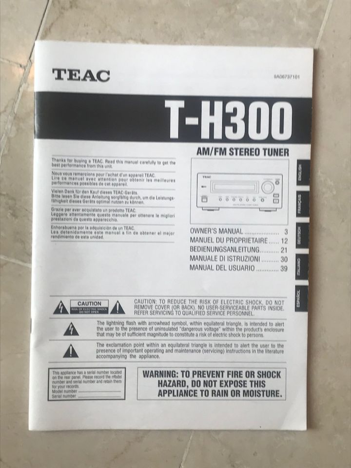 High-End Tuner (analog) TEAC T-H300 . HiFi in Bickenbach