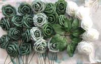künstliche Rosen grün weiß 25 Stk. Tischdeko Blumen Torte Bayern - Bad Neustadt a.d. Saale Vorschau