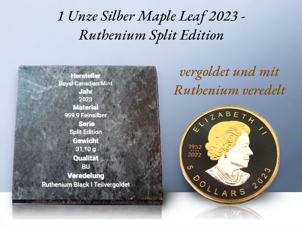 1 Unze Silber Maple Leaf 2023 Ruthenium Split Edition in Wittingen