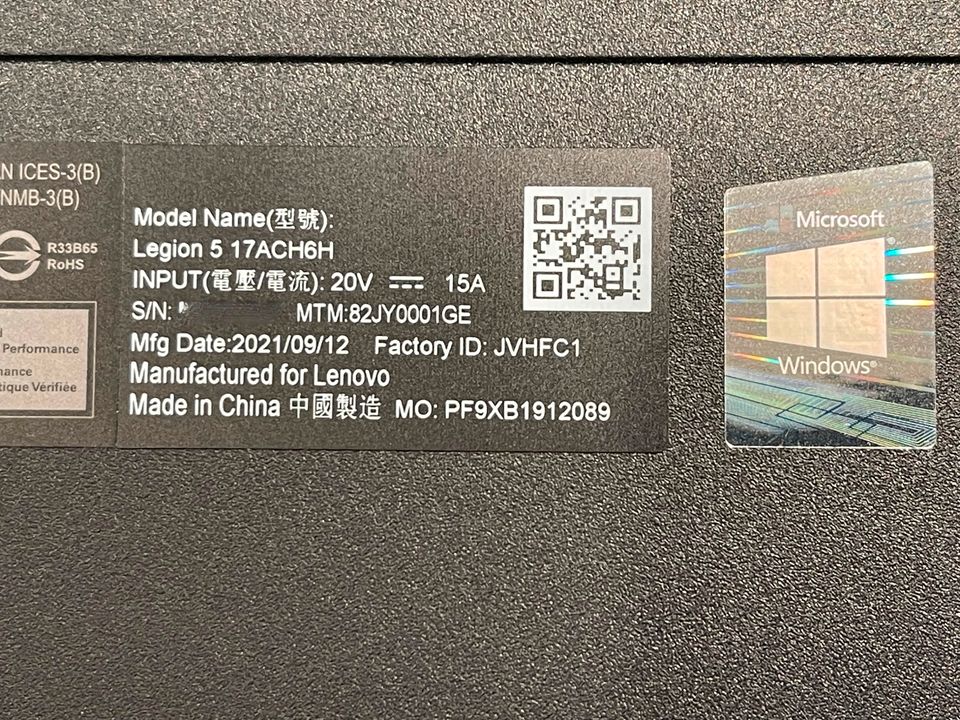 Lenovo Legion 5,  RTX3070, 16GB/1TB + Lenovo Maus, Top Zustand in Bad Sassendorf