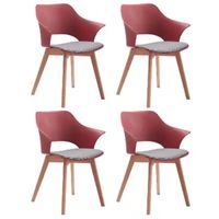 Stühle# 4er-Set Stühle aus Kunststoff mit Sitzkissen in Rot Wuppertal - Oberbarmen Vorschau