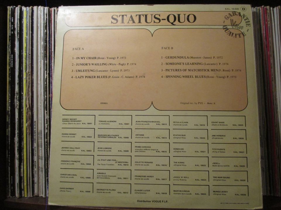 (224) LP Status Quo "Original Hits/In My Chair" (1979) KAL19020 in Bad Bramstedt