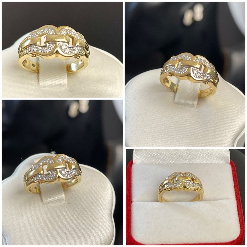 Armreif 14K Gold Diamanten 585 Ring Solitär Brillanten Ohrringe in Berlin