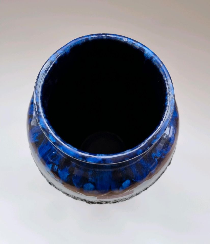 Große Vintage Scheurich Vase / Bodenvase Keramik blau - Fat Lava in Leipzig