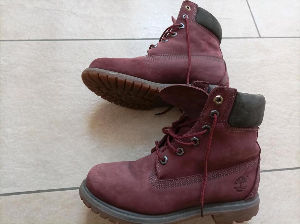 Original Timberland Boots Schuhe Leder in Weinrot Gr.37 in Biberach an der Riß