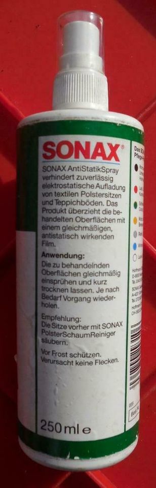 SONAX ANTISTATIK SPRAY mit Pumpzerstäuber Kopf -Inhalt 250 ml in Deggendorf