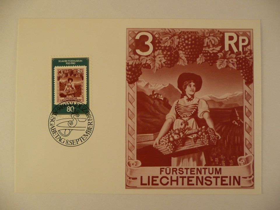 1 Liechtenstein Maximumkarte 1980, Nr. 17, 50 Jahre Postmuseum in Bamberg