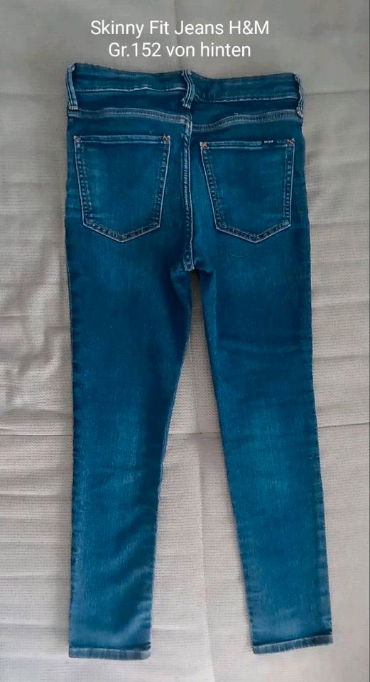 ☀️ Skinny Fit Jeans Jeanshose Langarmshirt Gr 152 in Monheim am Rhein