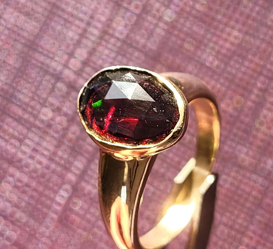 Ring Opal Opalring mit echtem Schwarzopal 925 Silber vergoldet in Wolfenbüttel