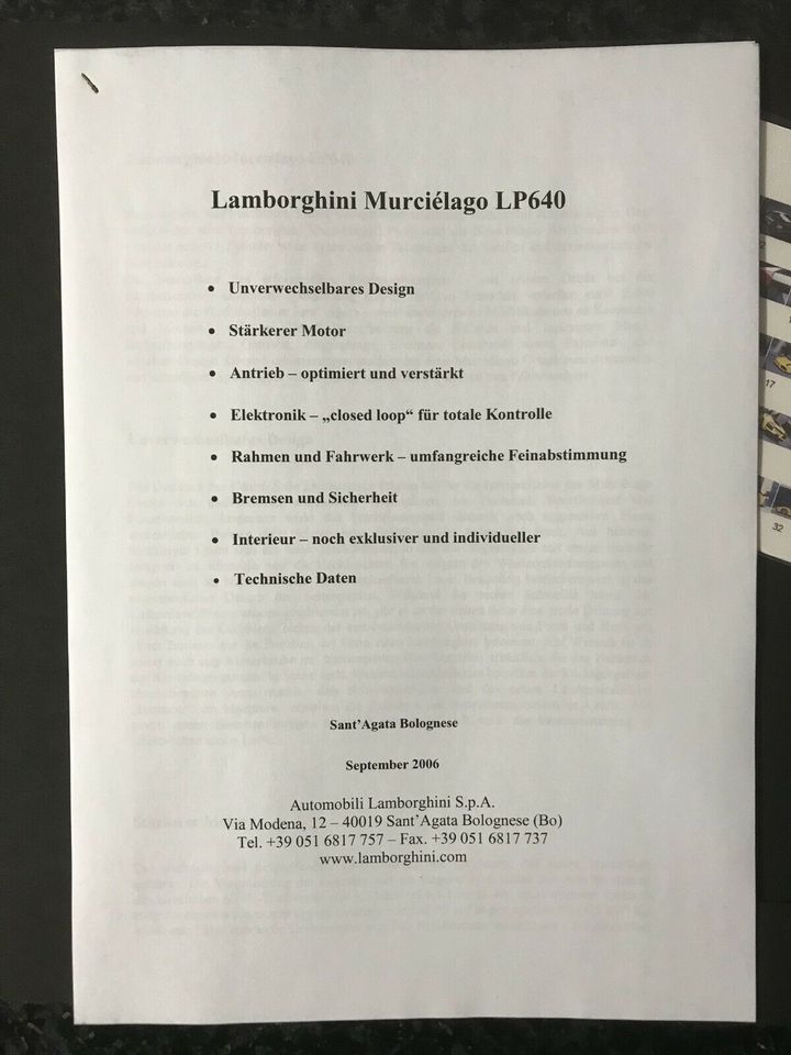 Press-Kit Lamborghini Murcielago LP640, Prospekt,Sportwagen, Auto in Vilshofen an der Donau