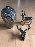 Deko Hirsch Porzellan Vase silber wie neu weihnachtliches Set 16€ Nordrhein-Westfalen - Plettenberg Vorschau