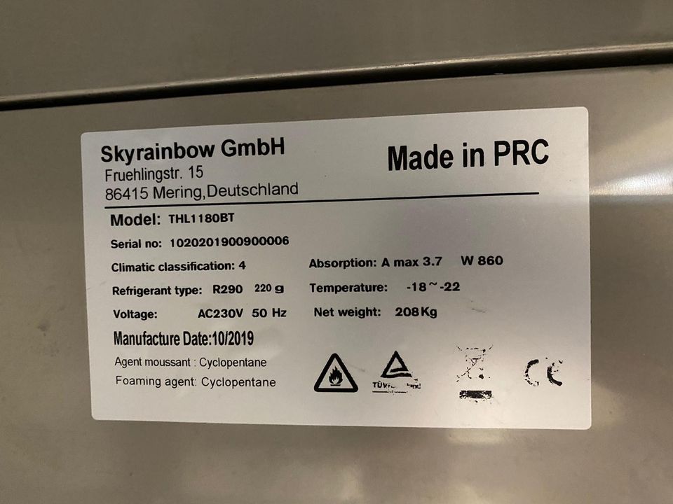 Skyrainbow Edelstahl Kühlschrank THL1180BT Umluftkühlung in Mettmann