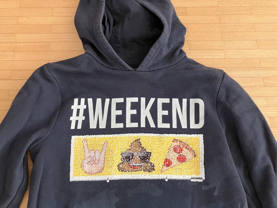 Emoji Hoodie 158/164 mit Wendepailetten blau, mega cool und top in Stuttgart