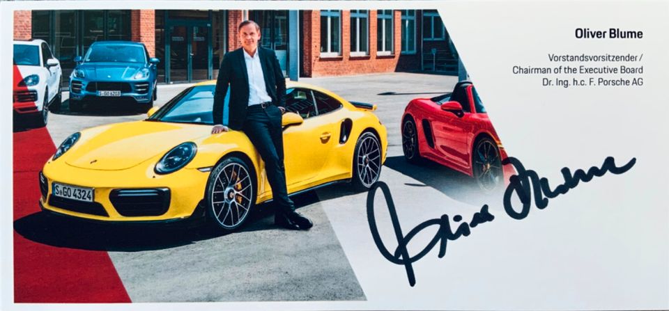 OLIVER BLUME sign. Autogrammkarte Vorstandsvorsitzender Porsche in Engelskirchen