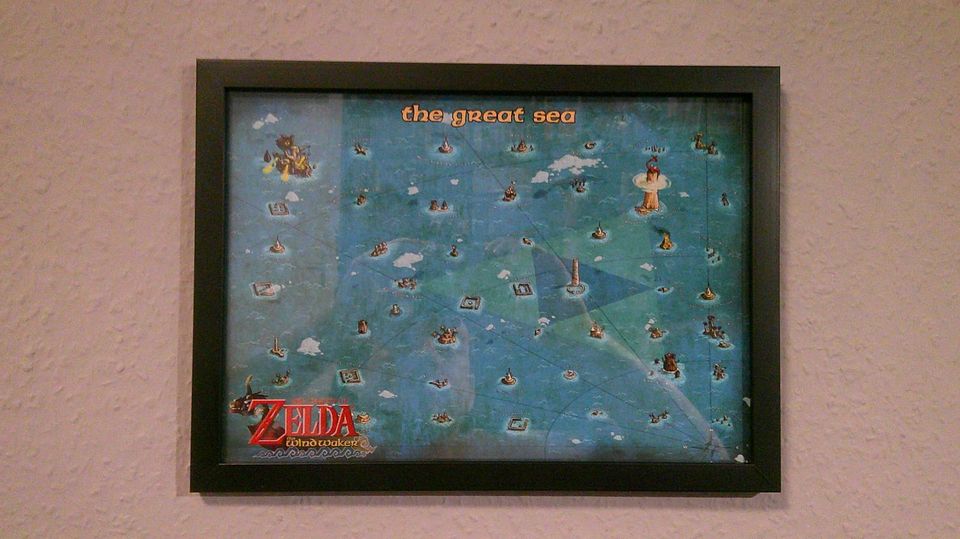 Zelda The Wind Waker Karte Poster Bild mit Glasrahmen Nintendo in Dillenburg