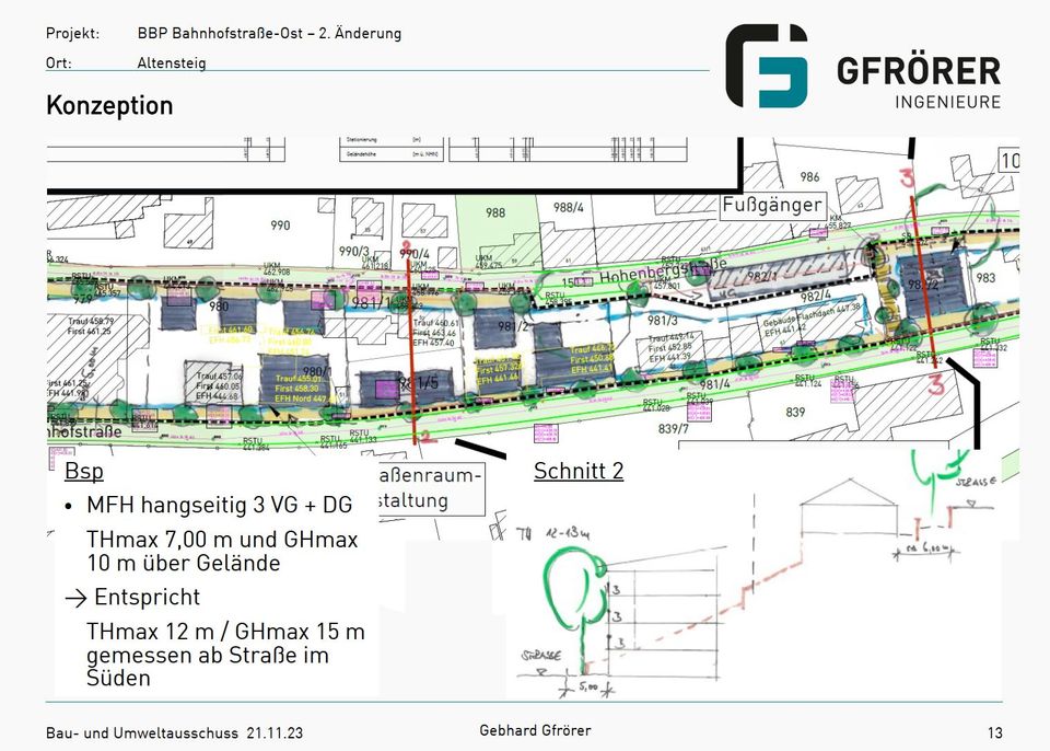 Bauplatz 736 m² in Altensteig MFH in zentraler Südhanglage in Altensteig