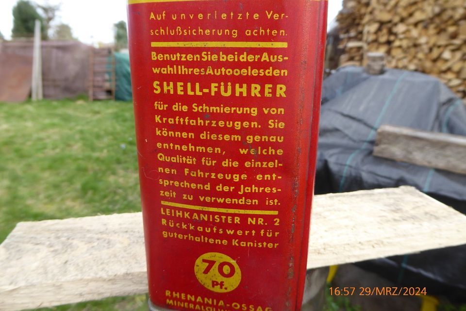 Shell Oil Can - Shell Autooel uralte Öldose in Auerbach (Vogtland)