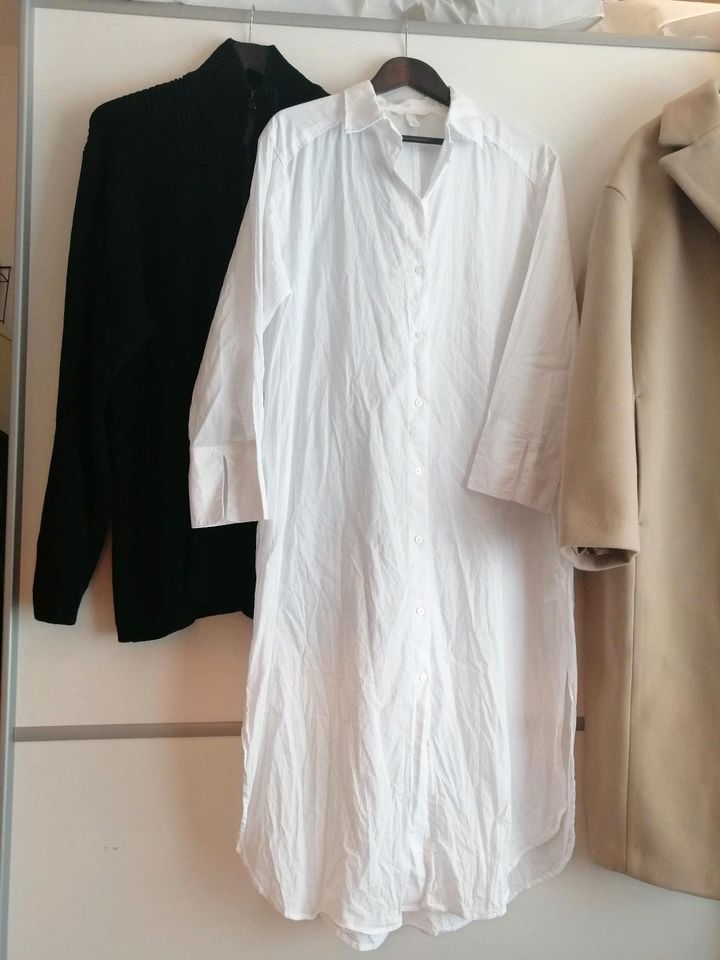 H&M Schönes Oversize Hemdkleid Longbluse Baumwolle weiß Gr. S-M in Tönisvorst