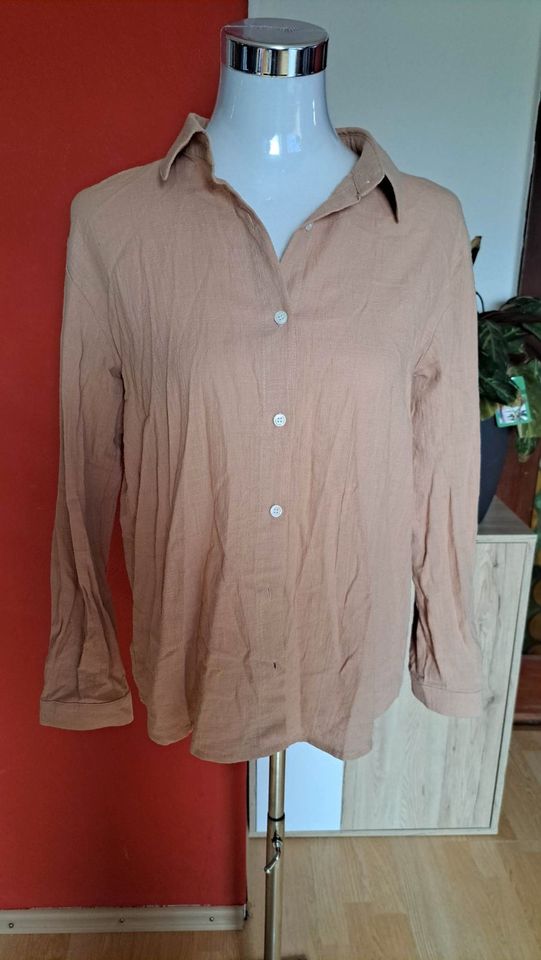 Bluse , Gr M , 100% Baumwolle , braun/beige, sehr gut in Oberlungwitz