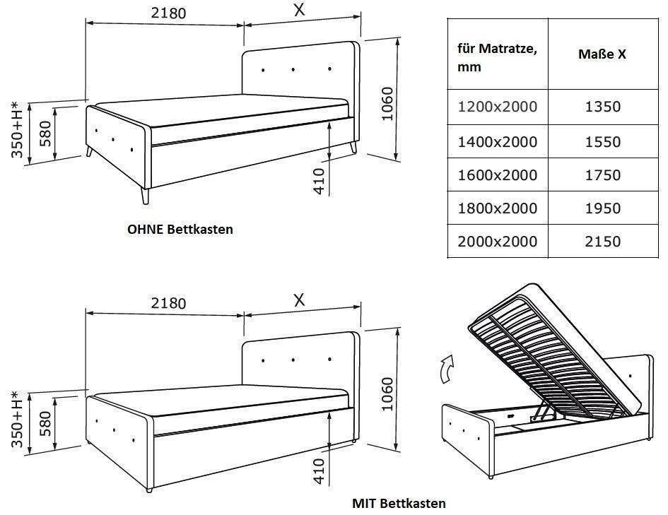 POLSTER BETT MIT KASTEN 180X200, 160/140 ALLE MASSEN FARBEN NEU! in Planegg