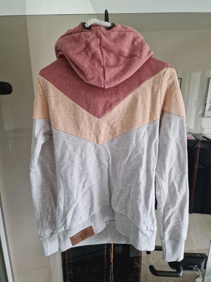 Naketano Pullover Hoodie mit Kapuze Grau Orange Rot Rosa S 36 in Neuss