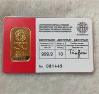 Gold Barren Argor Heraeus 10g 999,9/1000 Au Bayern - Gilching Vorschau