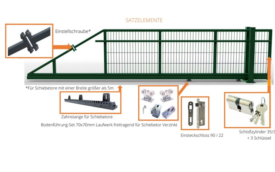 Doppelstabmattenzaun Schiebetor + Zubehör 5000x2000 mm Nr.681 in Lübbecke 