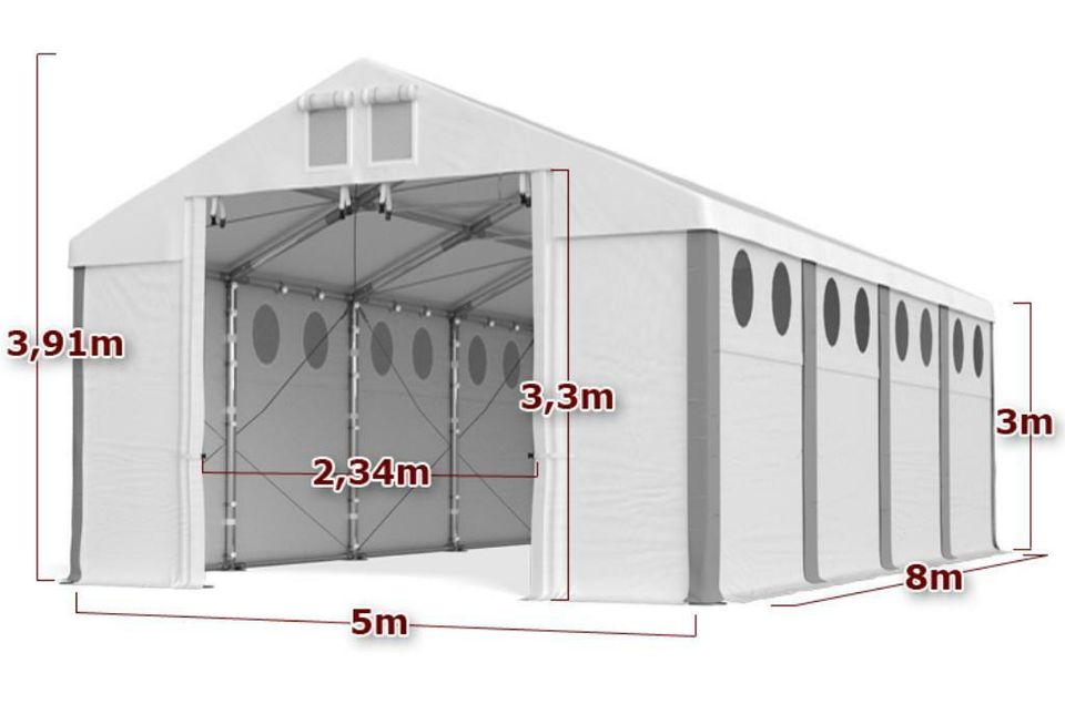 Ganzjähriges Lagerzelt 5x8x3 mit Belichtung Garagenzelt stark in Görlitz