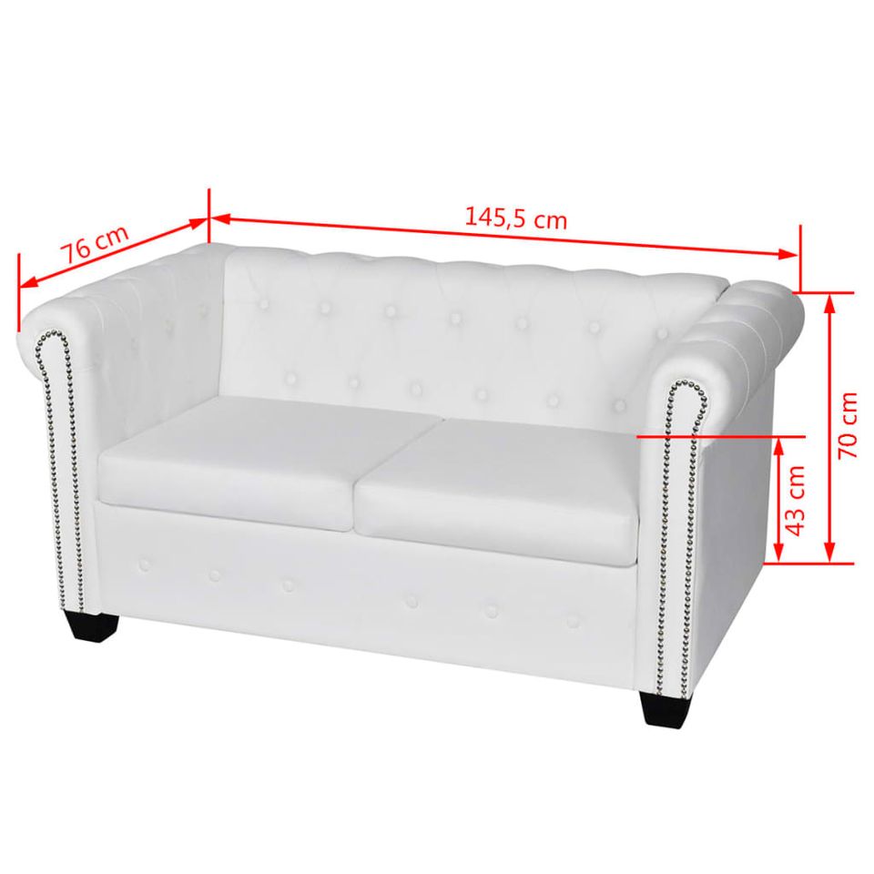 Chesterfield-Sofas 2-Sitzer und 3-Sitzer Kunstleder Weiß in Helsa