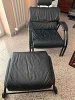 Designer-Relax-Sessel mit Roll-Hocker, Natuzzi, schwarzes Leder Schleswig-Holstein - Westerrönfeld Vorschau