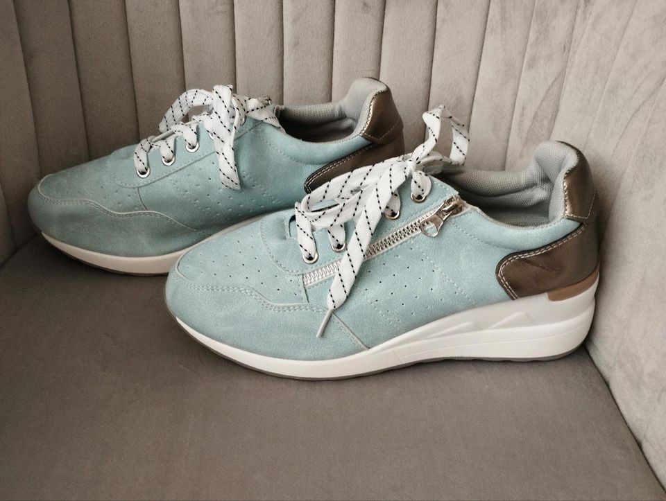 ❤️ NEU: DAMEN SNEAKER 39 MINT HELLTÜRKIS WEISS SCHUHE ❤️ in Paderborn