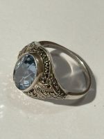 Art Deco Ring, Silber, Markasiten, blauer Stein, 18.5mm Hessen - Gießen Vorschau