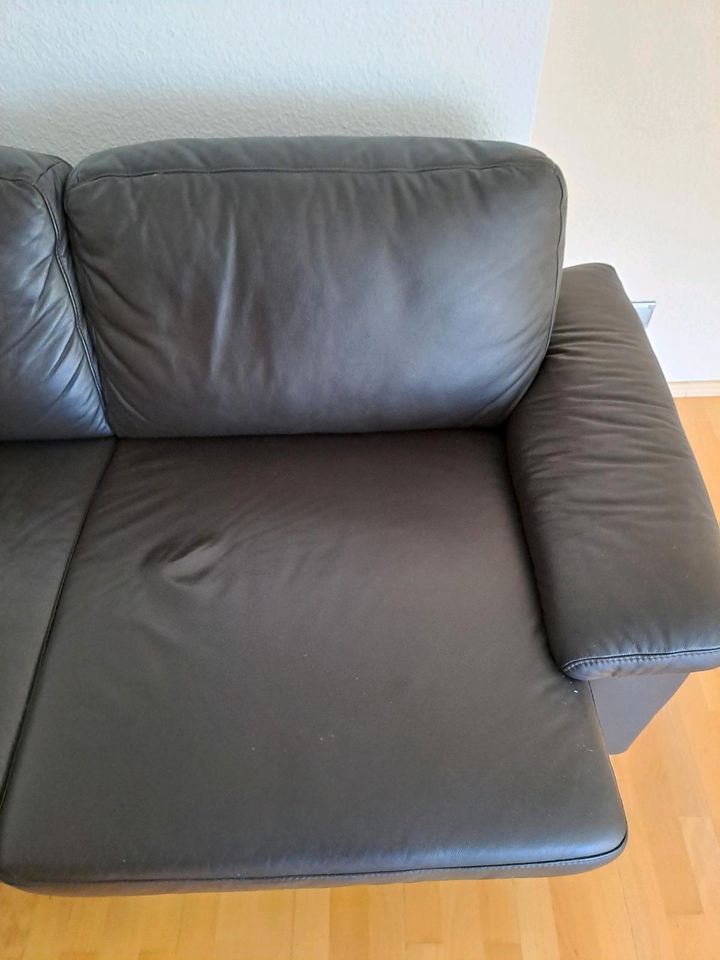 Leder Couch  Sofa  Schlafsofa in Krefeld