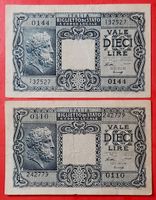 Geldschein 2x Set ZWEI Banknote 10 Lire Lira ITALIEN Italia 1944 Hamburg Barmbek - Hamburg Barmbek-Süd  Vorschau