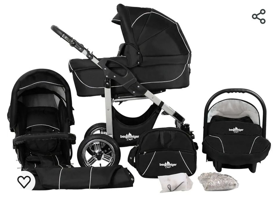 Bergsteiger Capri Kinderwagen 3 in 1 Kombikinderwagen Megaset 10 in Lohfelden