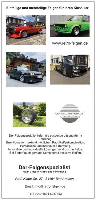 Retro Kreuzspeichenfelgen 7x16 BMW 4x100 oder 5x120 Youngtimer in Bad Arolsen