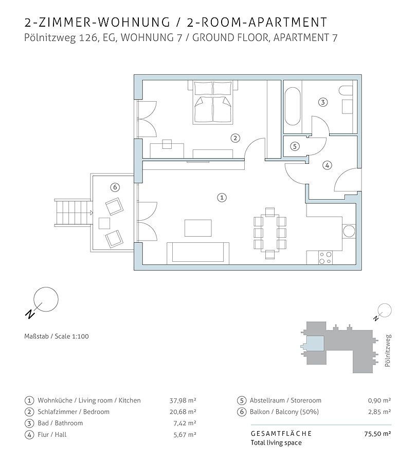 Bezugsfreie EG-Wohnung mit 2 Zimmern, Balkon, direktem Gartenzugang & Stellplatz in Berlin