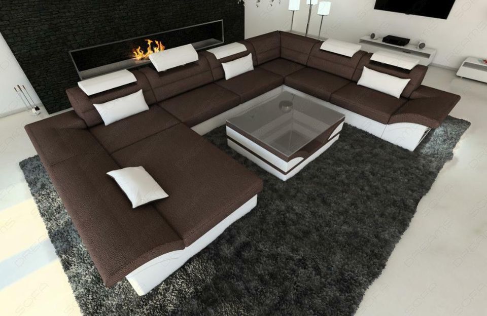 Sofa Couch Wohnlandschaft Enzo XXL Stoffsofa mit Funktionen in Berlin