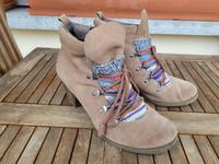 Tamaris Stiefeletten hellbraun Leder + Strick-Detail Gr. 39 Bayern - Lichtenfels Vorschau