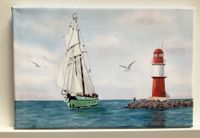 Leuchtturm Mole Warnemünde Schiff Aquarell Druck auf Leinwand Niedersachsen - Delmenhorst Vorschau