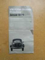 VW Käfer, Original Preisliste  von Januar 1970 Hessen - Eschwege Vorschau