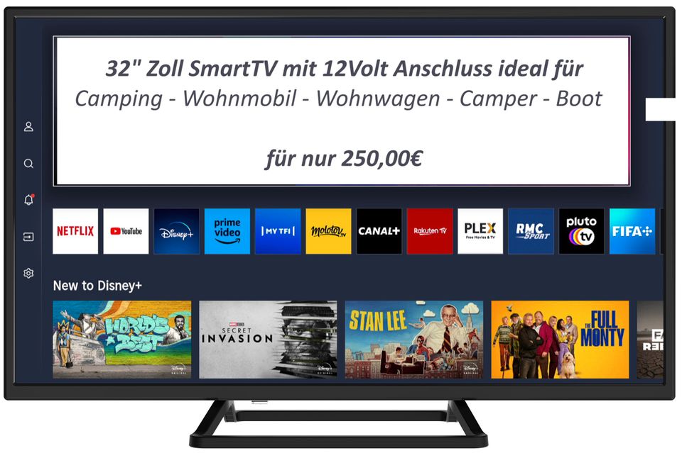 32 Zoll Wohnmobil TV - 32" SmartTV Triple Tuner 12Volt NEU in Bad Marienberg