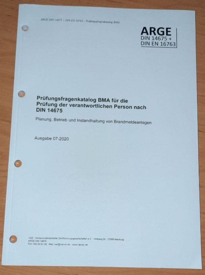 Prüfungsfragenkatalog BMA DIN 14675 in Berlin