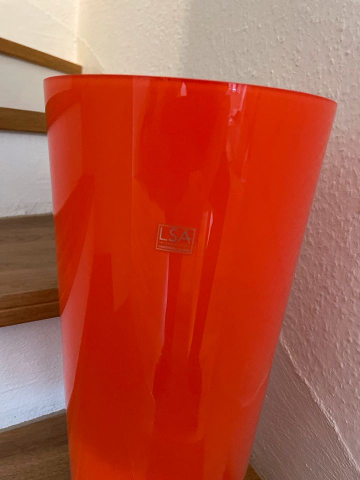 Vase groß, Glas, orangefarben, LSA handmade in Kisdorf