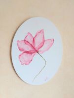 Rosa-Pinke Aquarell-Blume, einfach &abstrakt, 40x30 Leinwand oval Niedersachsen - Wallenhorst Vorschau