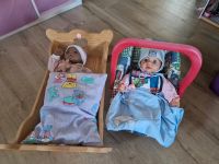 Puppen mit Holzwiege und Babytrageschale Bayern - Dentlein am Forst Vorschau